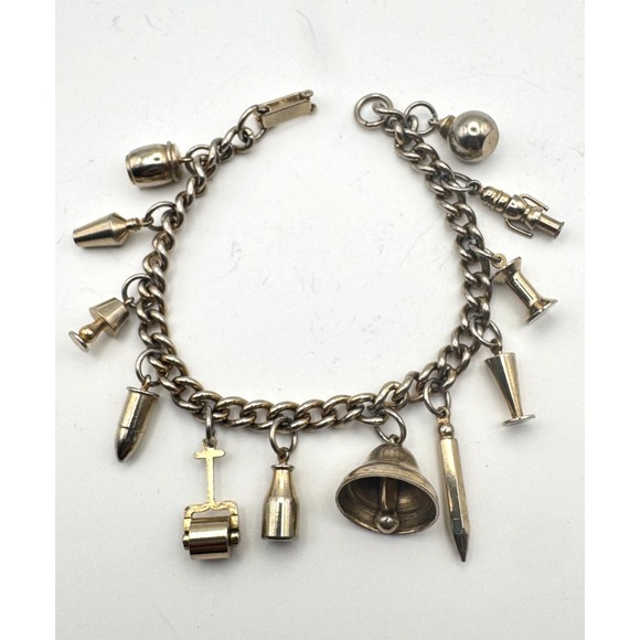 The Unbranded Brand Jewelry - Vintage Charm Bracelet Office Theme Barware Moveable Bell Roller Lamp 1950s